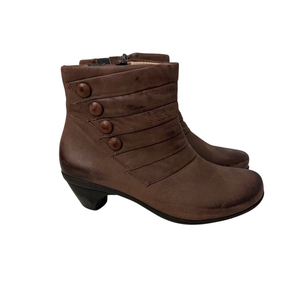 Naot Boots Womens Size 8 Legend Brown Leather Ankle Booties Side Zip 39
